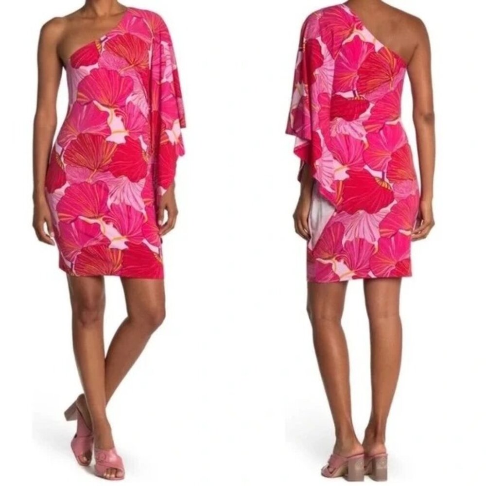 Trina Turk One Shoulder Bold Print Dress Stretch Jersey Size 2 NWT $178 RJ10111